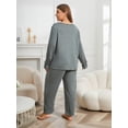thumbnail image 5 of ebukurty Plus Size Pajama Sets for Women 2 Piece Round Neck Long Sleeved Oversized Sleepwear, Sizes 1XL-4XL, 5 of 8