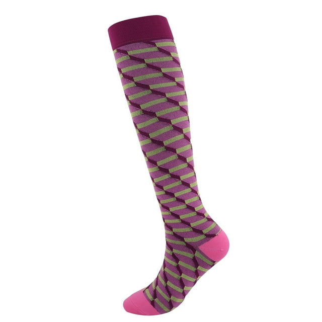 Unisex Multi Color Printed Sweat Wicking Breathable Sports Compression Socks Elastic Long Tube Design