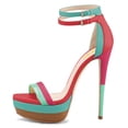 thumbnail image 2 of FSJ Women Open Toe Platform Stiletto High Heels Ankle Strap Double Buckle Sandals Sexy Party Formal Shoes Size 5 Multi-Red, 2 of 4
