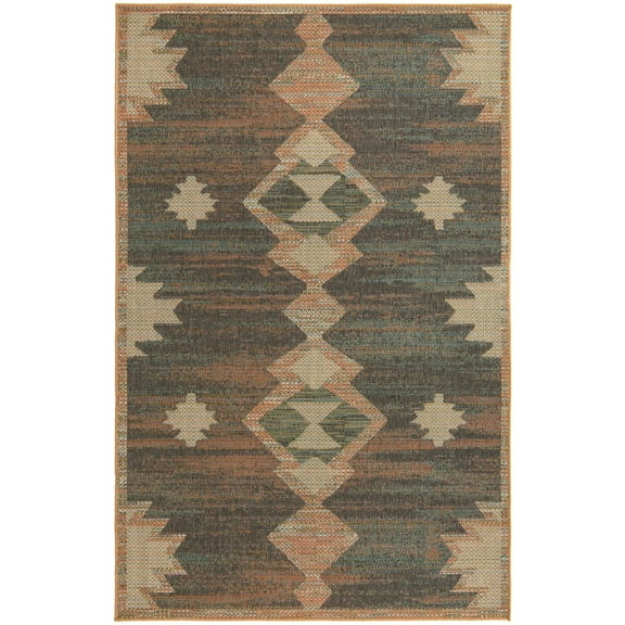 Rugs.com Baja Outdoor Collection Rug – 6' x 9' Multi Medium Rug Perfect For Bedrooms, Dining Rooms, Living Rooms
