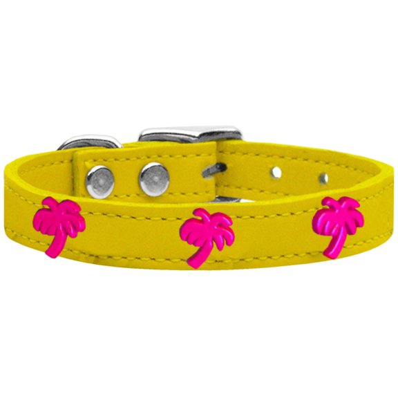Mirage Pet Products Leather Palm Tree Dog Collar, Yellow, S