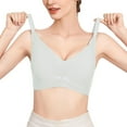 thumbnail image 2 of Bras for Women,Seamless Nursing Bra with Lace Detail and Front Double Opening Clasp for Maternity Postpartum Breastfeeding Comfort,Sports Bras for Women,White,XL, 2 of 4