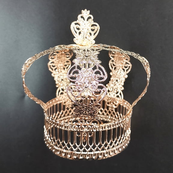 YOSADIER 1Pack Birthday Cake Crown Topper Golden Metal 4.72X3.54X3.54in for Collectors