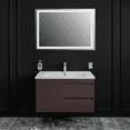 thumbnail image 2 of Modern Wall-Mounted Bathroom Vanity with Washbasin | Judi Brown Matte Collection | Non-Toxic Fire-Resistant MDF-32"-No Mirror, 2 of 4