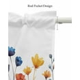 thumbnail image 5 of Flower Linen Curtain Valance for Bedroom/Bathroom/Kitchen/Living/Dining Room Window,Blue Floral Daisy Eucalyptus Lavender White Watercolor Pocket Topper Drapes Decorative Cafe Drapery Panel 60"x18", 5 of 6