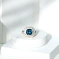 thumbnail image 3 of Rosec Jewels London Blue Topaz Engagement Ring with Double Halo - Cushion Cut Ring - AAA Quality Certified - With Jewelry Box, 14K White Gold, US 10.50, 3 of 8