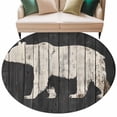 thumbnail image 2 of 6ft Washable Round Rug, Retro Texture Non-Slip Circle Area Rug for Living Room Bedroom, Brown Bear Modern Silhouette Indoor Floor Mat for Home Decor, 2 of 9