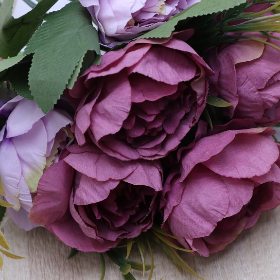 ETEREAUTY Wedding Silk Flower Bouquet with 7 , Realistic Artificial Floral Decoration for Bridal and Home