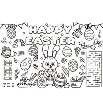 Gaiwos Easter Coloring Placemats 6 Pcs, Disposable Paper Mats for Kids Table, Easter Disposable Paper Place for Party Decorations School Activity Supplies, 17 * 11 in