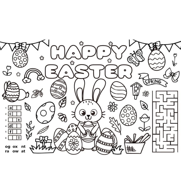 Gaiwos Easter Coloring Placemats 6 Pcs, Disposable Paper Mats for Kids Table, Easter Disposable Paper Place for Party Decorations School Activity Supplies, 17 * 11 in