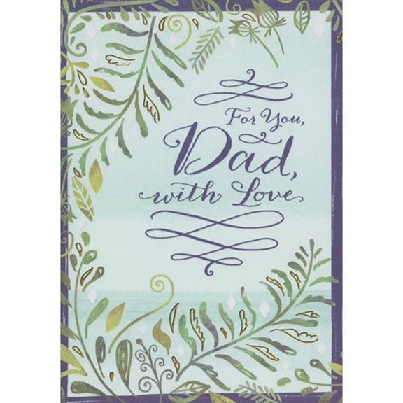 Designer Greetings Green Vines, Gold Foil Leaves and White Diamonds on Light Blue Mother's Day Card for Dad