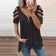 thumbnail image 1 of Puntoco 2024, tops a la moda de verano para mujer, camisetas de verano de manga corta con cuello y cremallera, camiseta calada de leopardo, blusas, 1 of 4