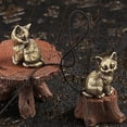 thumbnail image 6 of OIUR Brass Cat Figurine Small Cat Statue Incense Stick Holder Desktop Retro Mini Feline Ornament for Home Office Tea Table Car, 6 of 7