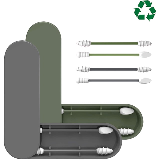 Reusable Cotton Swab, Set Of 4 Reusable And Washable Silicone Cotton Swabs, Ear Cure And Ear Cleaning, Eye Makeup