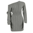 thumbnail image 4 of Ediodpoh Sweater Dress for Women Mid Length off The Shoulder Waist for Autumn Winter Fashion Grey XXXL, 4 of 6