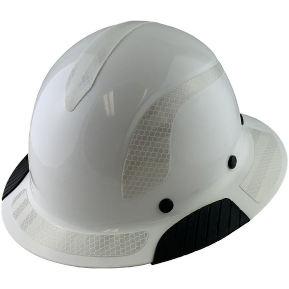 Lift Safety Helmet - Actual Carbon Fiber Full Brim Hard Hat - White with White Reflective Decals with Hard Hat Tote Bag