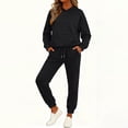 thumbnail image 2 of Dwellite Womens 2 Piece Lounge Sweatsuit Fall Fashion Matching Sweat Sets Oversized Fall Hoodies & Baggy Jogger Sweatpants Fashion 2026 Outfits Black XL, 2 of 5