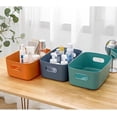 thumbnail image 4 of 7 Pack Plastic Storage Bin, 9.64"x 6.3"x 3.9" Classroom Storage Basket Cabinet Storage Bin with Handle, Shelf Organizer Bins for Bathroom, Office, School, Mixed Colors, 4 of 8