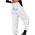 thumbnail image 4 of miqiqism Clearance Women Valentines Day Sweatpants High Waisted Baggy Bottom Casual Elastic Drawstring Trousers Fashion Heart Letter Sweatpant Trendy Outfit,01_White,Small, 4 of 5