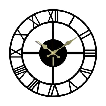 Contemporary 12inch Quiet Wall Clock, Clear Roman Numerals Design Easy Installation Indoor Decorative Metal Art Piece