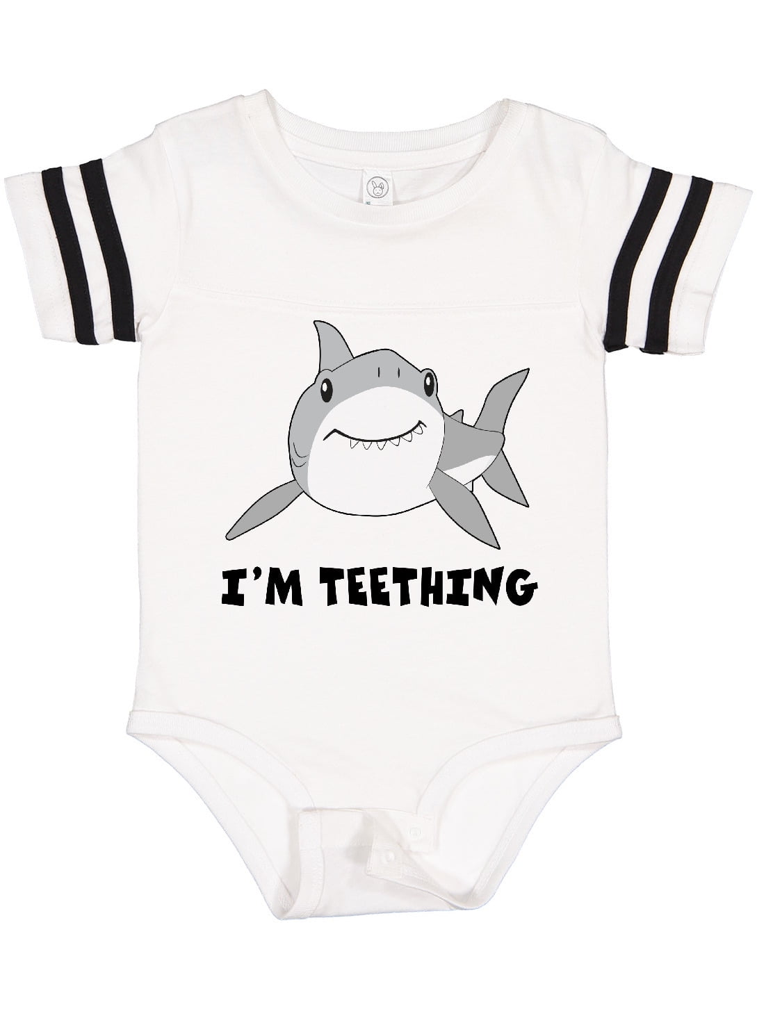Warning Im Teething Funny Shark Shower Gift Newborn Romper Bodysuit For Babies 