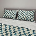 thumbnail image 2 of Geometric Comforter & Sham Bedding Set, Continuous Art Pattern of Brushed Diagonal X Shapes Repetitive Design, 3 pcs Duvet Set Microfiber Filling Quilt, 5 Sizes, Cream and Dark Teal, by Ambesonne, 2 of 4