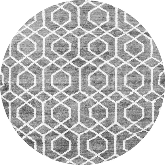 Ahgly Company Indoor Round Trellis Gray Modern Area Rugs, 3' Round