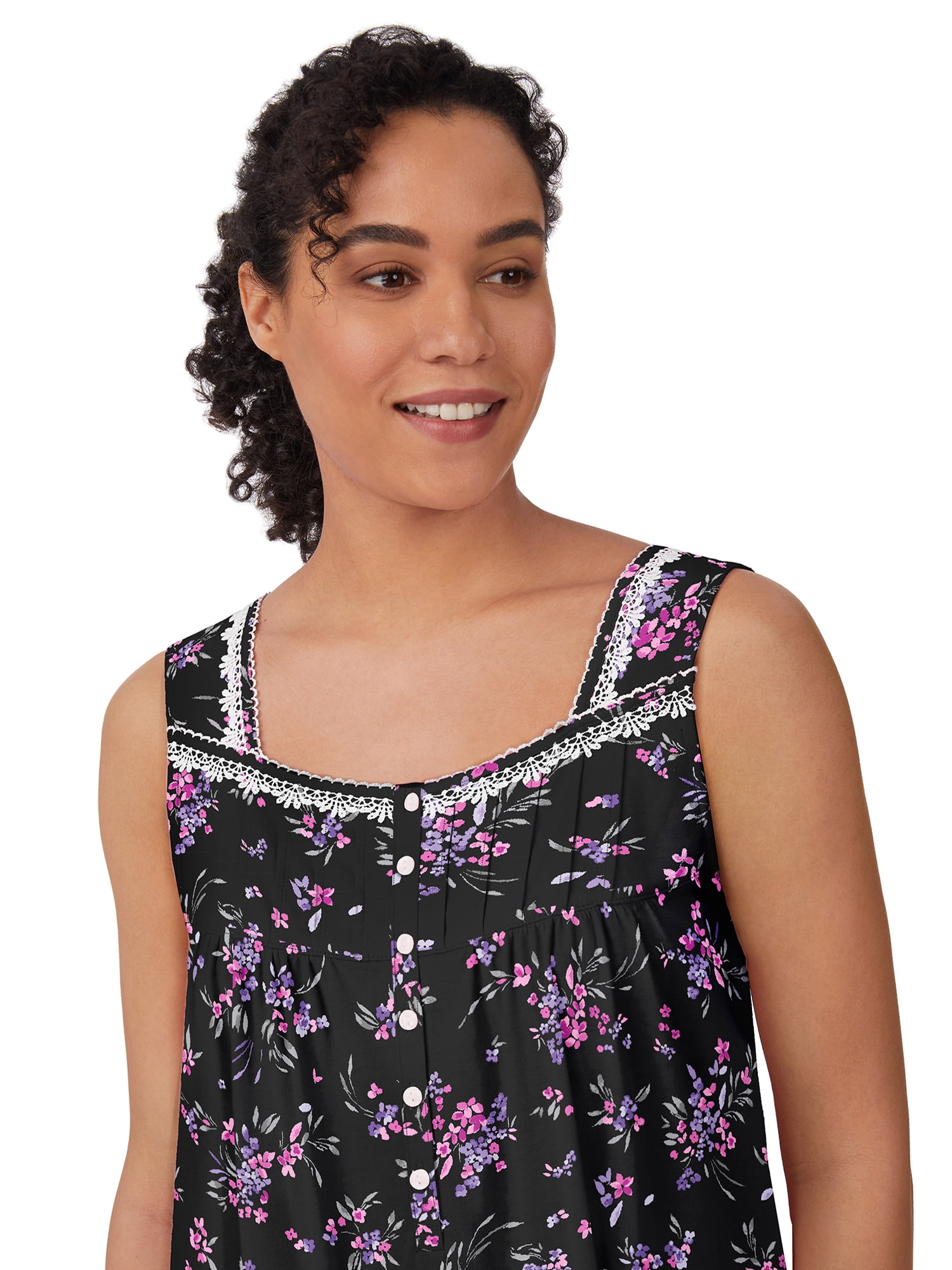 Aria Women's 100% Cotton Sleeveless 40" Nightgown, Sizes XS-5X