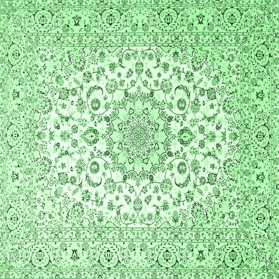 Ahgly Company Indoor Square Medallion Emerald Green Traditional Area Rugs, 6' Square