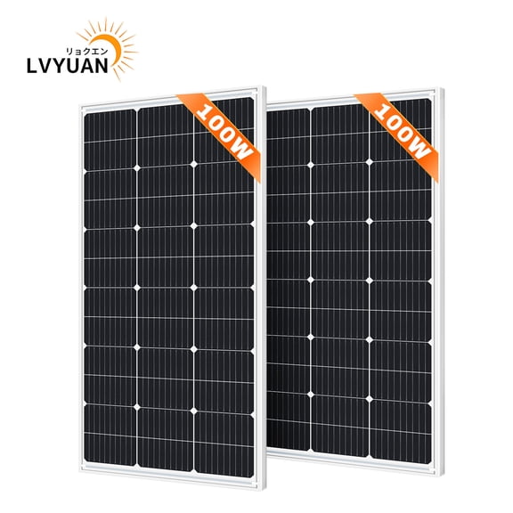 LVYUAN 200W Solar Panel 100W Solar Panel Charger 2 Pack Waterproof IP67 23% High Efficiency for RV, Marine, Camping, Home, Outdoor, Trailer, Power Station, off Grid