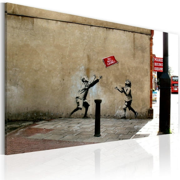 Tiptophomedecor Stretched Canvas Street Art - Banksy: No Ball Games - Stretched & Framed Ready To Hang Art