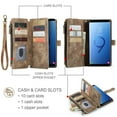 thumbnail image 4 of JTCASES for Samsung Galaxy S9 Plus Wallet Case with Zipper Purse Card Holders Flip Stand Wrist Strap Magnetic Closure PU Leather Anti-scratch Support Wireless Charging Drop Resistant Shell, Brown, 4 of 10