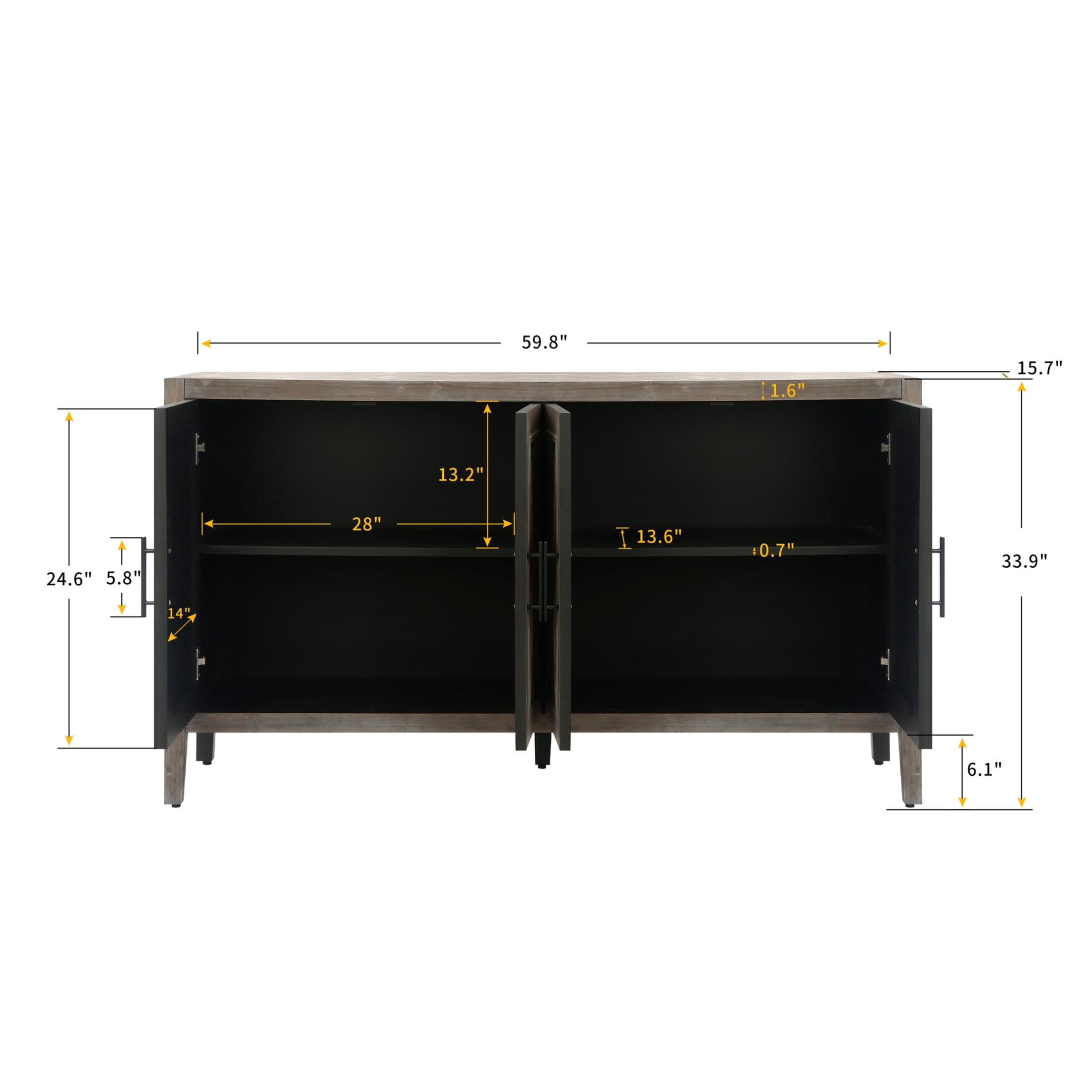Noble House Modern Farmhouse 4-Door Accent Sideboard with Adjustable Shelf, Multi-Use Storage Buffet Cabinet for Dining Room, Antique brown