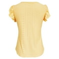 thumbnail image 6 of Breezora Eyelet Embellished V Neck Blouse for Women Button Detail Short Sleeve Flowy Casual Top Breezy Summer Shirt XXL Size Yellow, 6 of 6