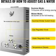 Tankless Water Heater LPG Propane with Digital Display, 4.3GPM 16L Portable Instant Hot Gas Water Heater for Indoor and Camping