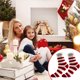 thumbnail image 4 of Medias Navideñas de Terciopelo Rojo para Invierno | Calcetines de Forro Polar Acolchado y Grueso para Mujer | Calcetines Suaves y Cálidos de Tela No Tejida para Dormir En Casa | Decoración Navideña p, 4 of 6