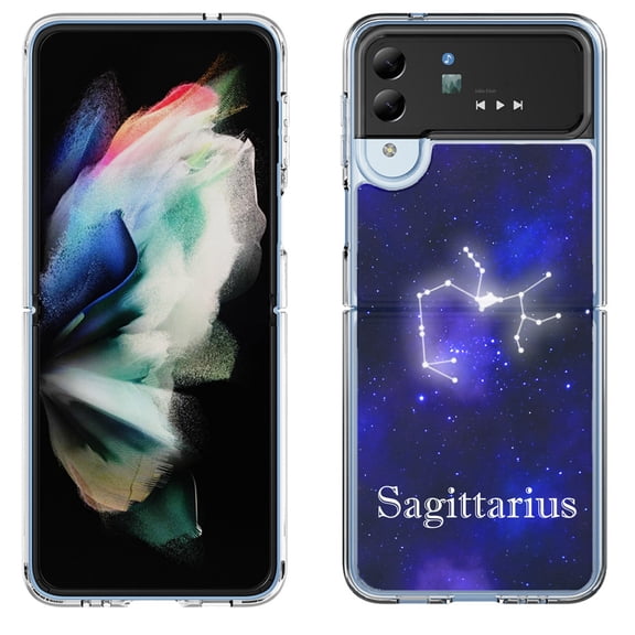 Shockproof Bumper Phone Case for Samsung Galaxy Z Flip 4 5G, by OneToughShield ® - Sagittarius