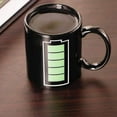 thumbnail image 5 of Battery Meter Heat Changing Ceramic Mug - Magic Color-Change Coffee/Tea Cup, Heat-Sensitive Temperature-Reactive Mug, Creative Gift for Mom Dad Men Women, Office Home Drinkware, 3.74*3.14in, Black, 5 of 7