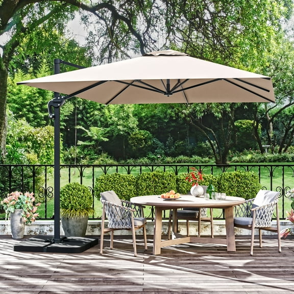 Meetleisure 10 X 13FT Outdoor Patio Umbrella Market Umbrella with Push Button Tilt and Crank, 8 Aluminum Sturdy Ribs for Garden, Lawn, Pool, No Base