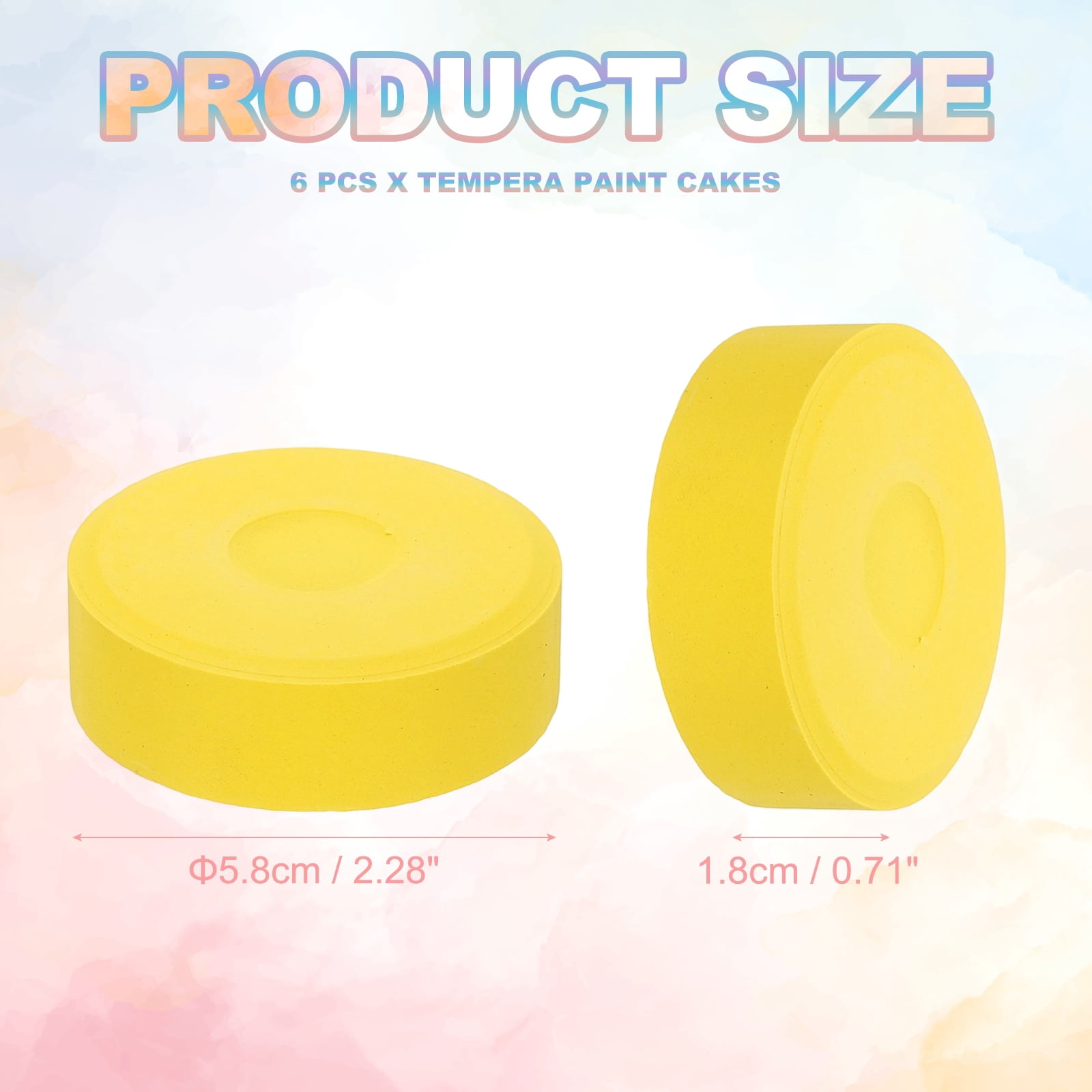 Uxcell 6 Pcs Washable Tempera, 2.3"x0.7" Large Tempera Paint Cakes Bulk Paints Blocks Art Supplies Watercolor Cake for Artists Art Painting Drawing DIY Crafting, Dark Yellow