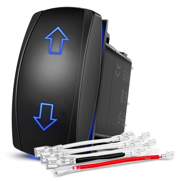 Nilight SPOT Lights Rocker Switch Light Bar Switch 5Pin Laser on/off switches 20A/12V 10A/24V Switch Blue with Jumper Wires Kits for Cars,Trucks,RVs