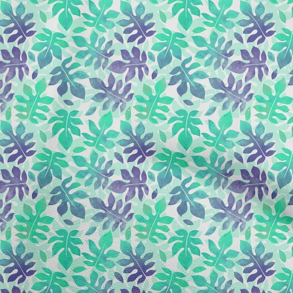 oneOone Polyester Spandex Sea Green Fabric Tropical Watercolor Leaf Sewing Fabric By The Yard Printed Diy Clothing Sewing Supplies 56 Inch Wide