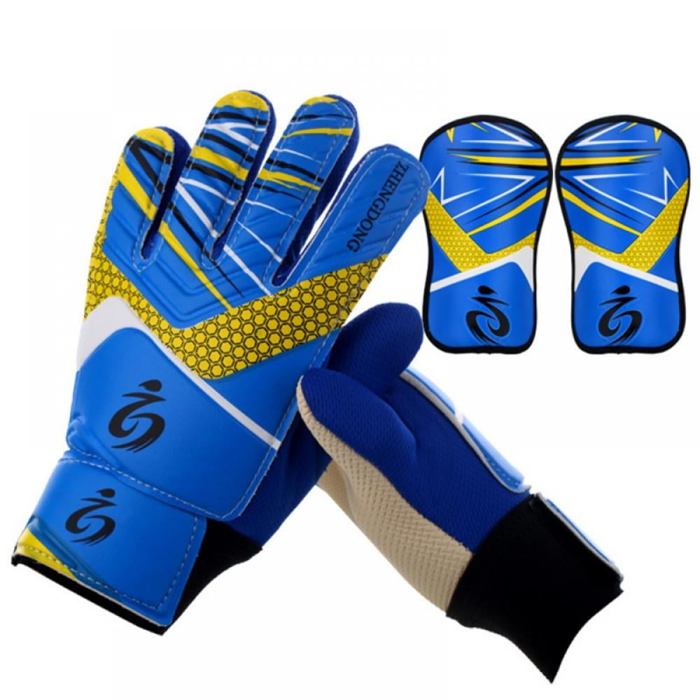 Youth Kids Goalkeeper Gloves with Leg Guard Protector, Soccer Gloves