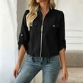 thumbnail image 2 of NSLGXD Womens Zip Up Cropped Jacket Roll Tab 3/4 Sleeve Lightweight Jackets Drawstring Hem Outdoor Windbreaker Coat with Cargo Pocket S-3XL, 2 of 9