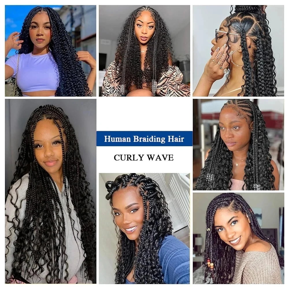 Curly Bulk Hair Bundles for Braiding 2 Bundles No Weft Deep Wave Human Hair Extensions