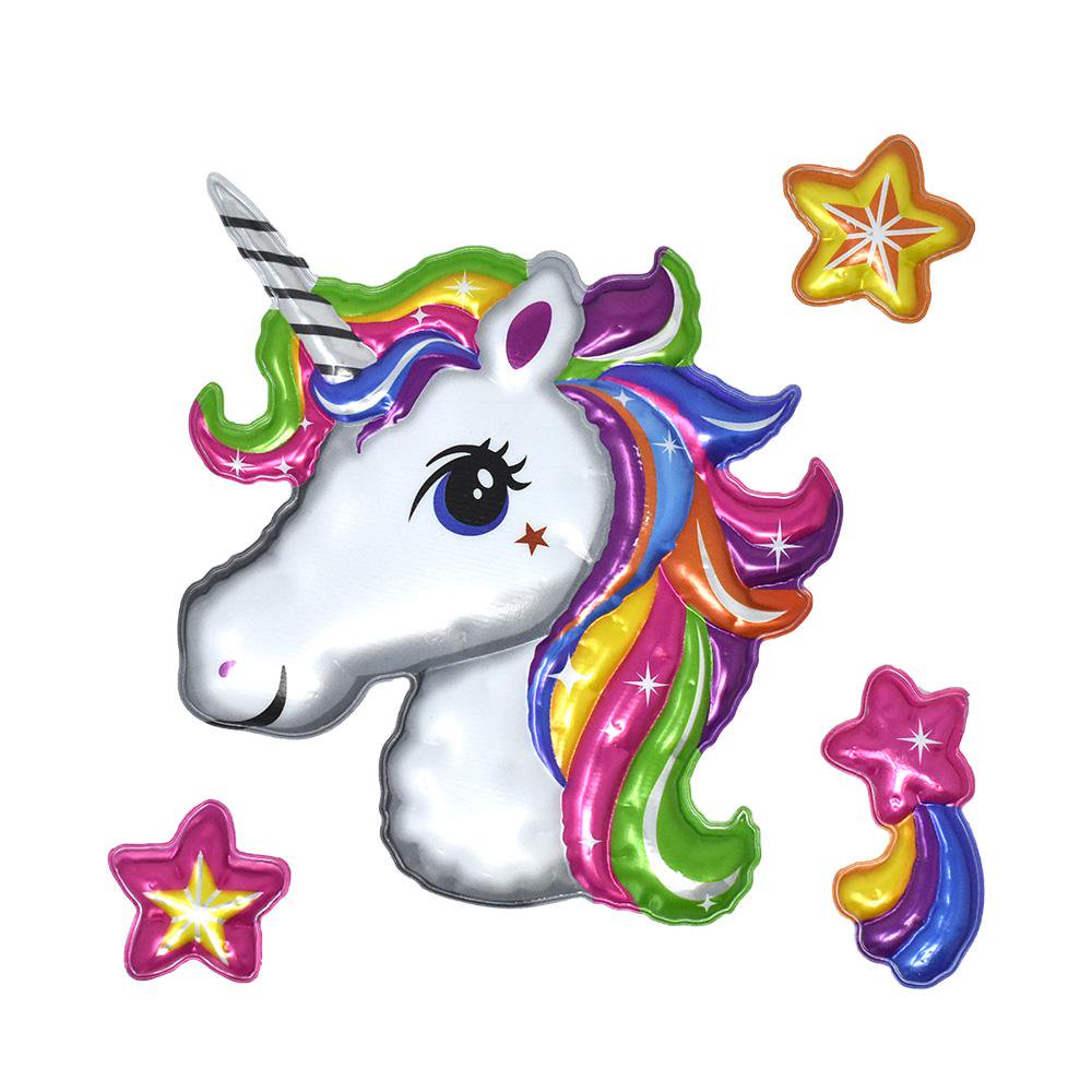 Unicorn with Stars Wall Decal 3D Balloon Stickers, Assorted, 4Piece