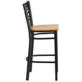 thumbnail image 6 of BizChair 2 Pk. Black ''X'' Back Metal Restaurant Barstool - Natural Wood Seat, 6 of 8