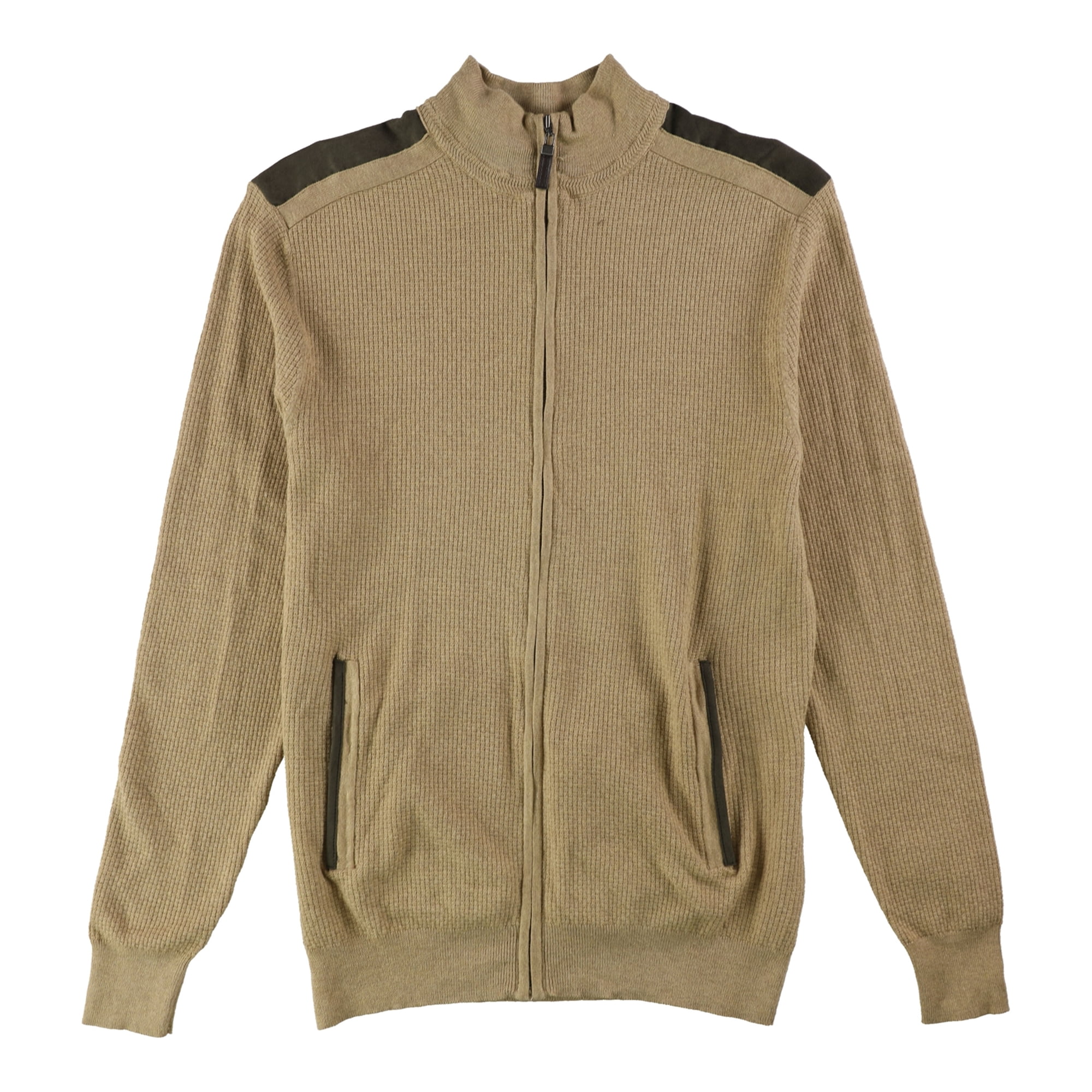 Tasso Elba Mens Faux Suede Knit Sweater 