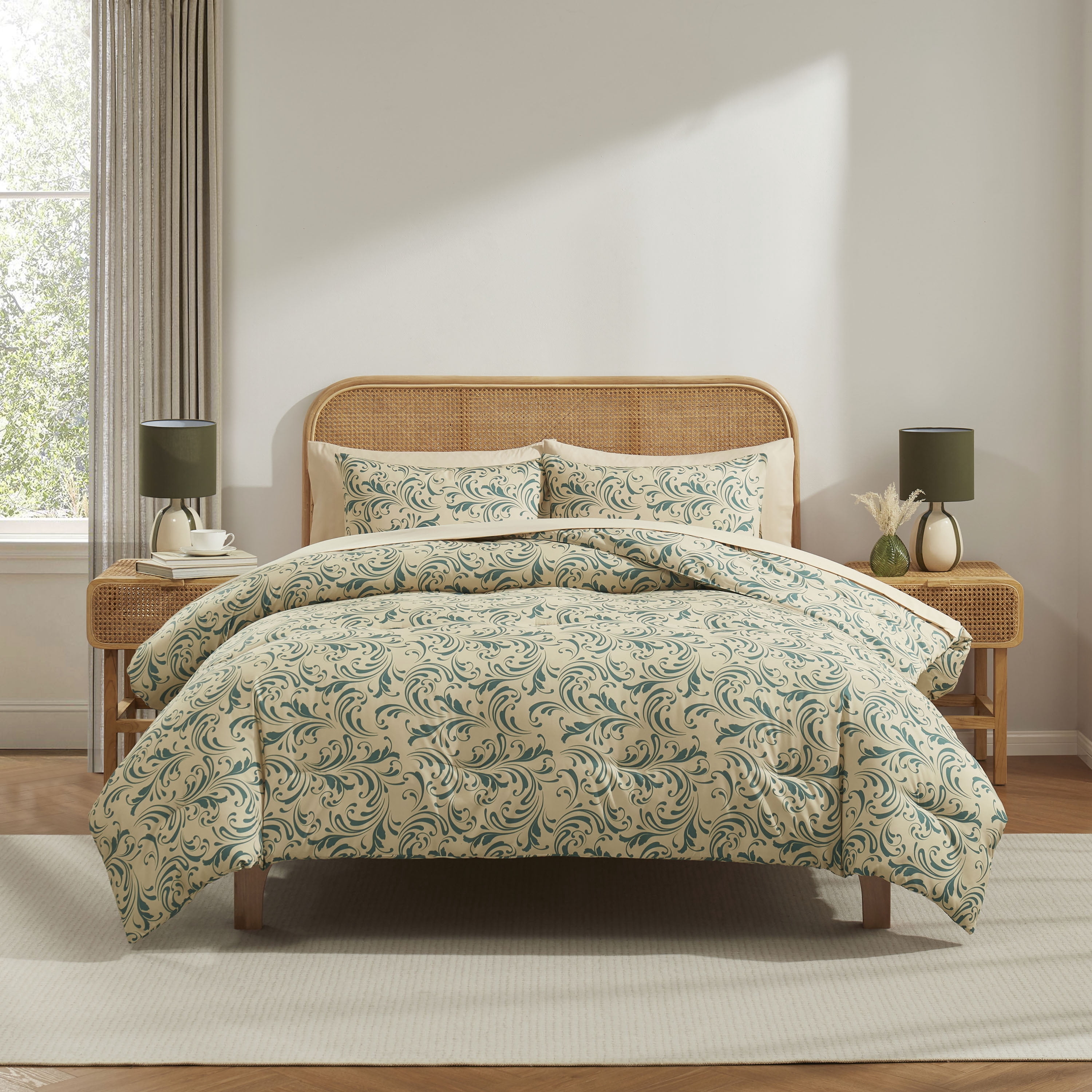 LammaLoe Full Size Comforter Set, 7 Piece Biomorphic Bed in a Bag Full, Bedding Comforter Set with Sheets, Modern Bed Set, Cream