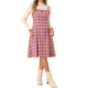 thumbnail image 4 of Vestido de tirantes para mujer INSPIRE CHIC, vestido midi de corte A con cuello cuadrado y estampado de cuadros, color rosa, 4 of 6